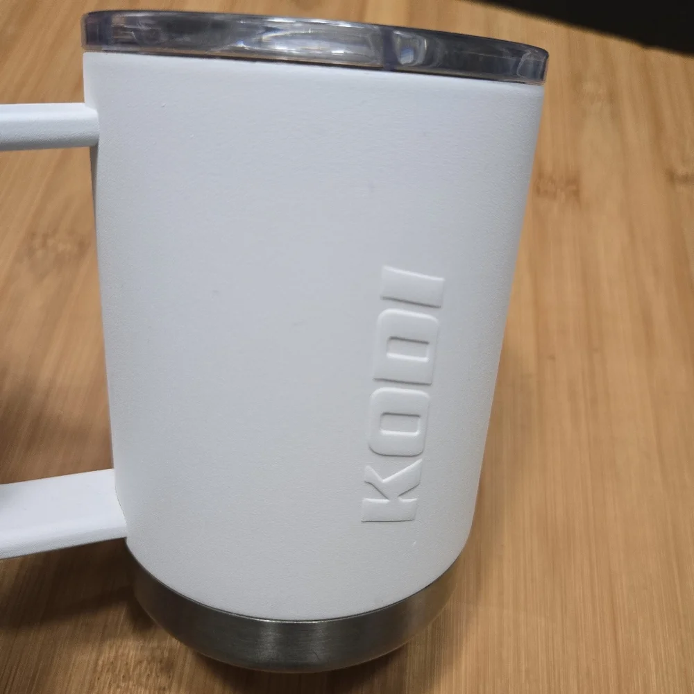 KODI mug by HEB White Matte Stainless Steel Mug with handle and lid